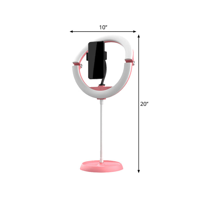 Lisslune | Simple Folded Round Vanity Lamp Metal Mobile Phone Holder LED Fill Light in Black/White/Pink