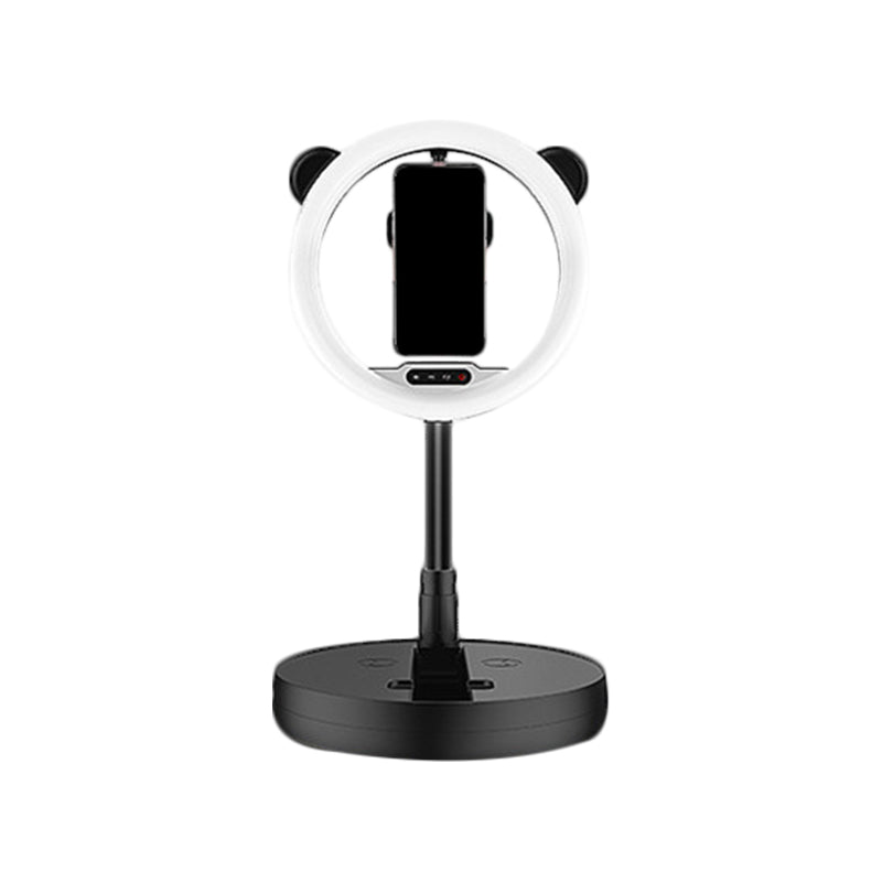 Lisslune | Circular Make-Up Light Minimalist Metal Phone Holder LED Fill Light in Black/White Light with USB Port