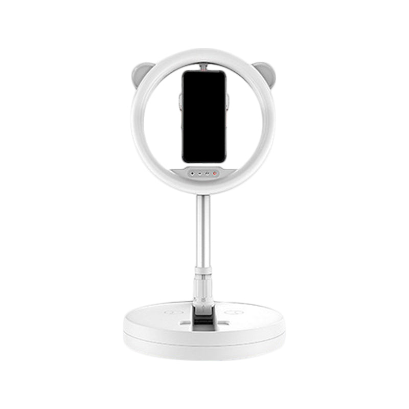 Lisslune | Circular Make-Up Light Minimalist Metal Phone Holder LED Fill Light in Black/White Light with USB Port