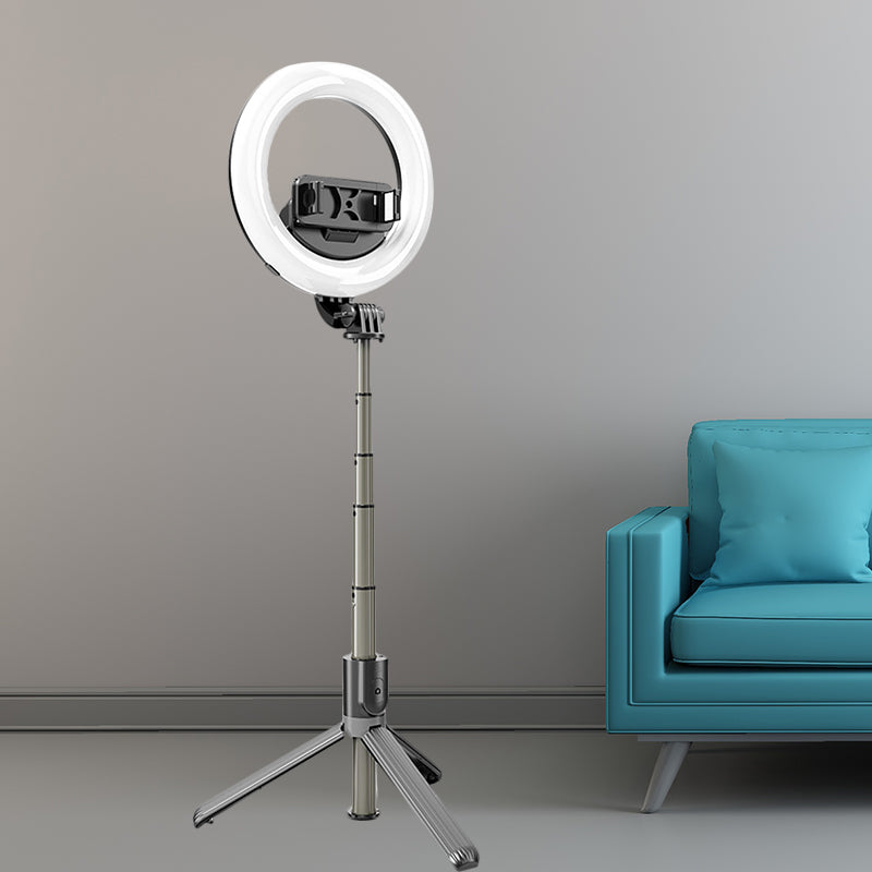 Lisslune | Minimal Round Vanity Light Metal Mobile Phone Support Tripod LED Fill Light in Black