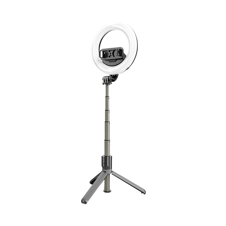 Lisslune | Minimal Round Vanity Light Metal Mobile Phone Support Tripod LED Fill Light in Black