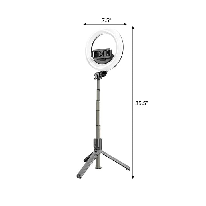 Lisslune | Minimal Round Vanity Light Metal Mobile Phone Support Tripod LED Fill Light in Black