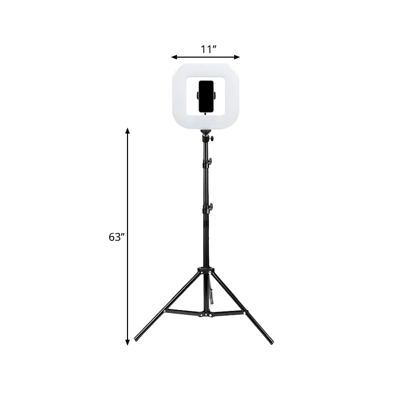 Lisslune | Metallic Square LED Fill Flash Light Modern Black USB Makeup Lamp with Tripod Mount
