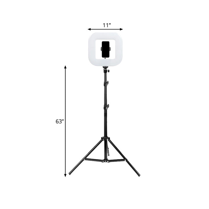 Lisslune | Metallic Square LED Fill Flash Light Modern Black USB Makeup Lamp with Tripod Mount