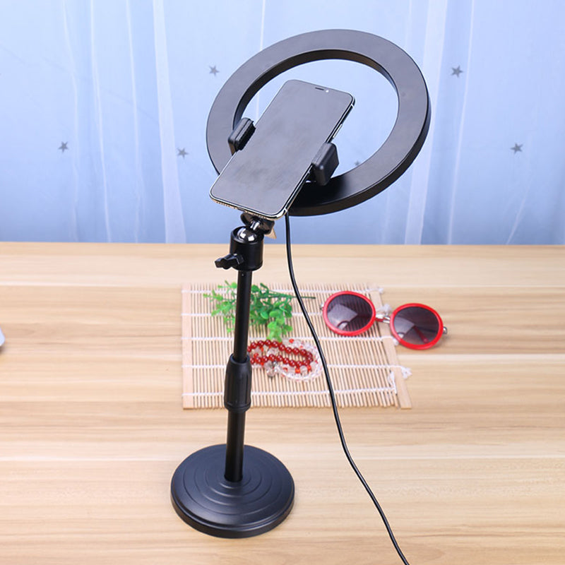 Lisslune | Phone holder LED makeup lighting Modern style black fill light with round metal shade