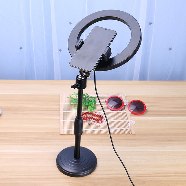 Lisslune | Phone holder LED makeup lighting Modern style black fill light with round metal shade