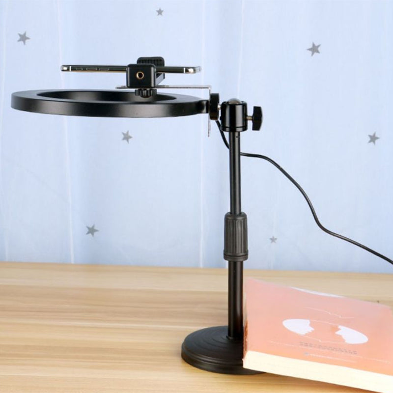 Lisslune | Phone holder LED makeup lighting Modern style black fill light with round metal shade