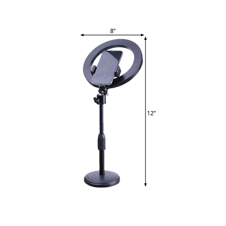 Lisslune | Phone holder LED makeup lighting Modern style black fill light with round metal shade