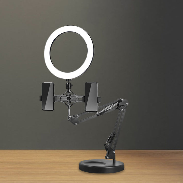 Lisslune | Circular Mirror Lamp Simplicity Black USB LED Fill Light with Adjustable Arm