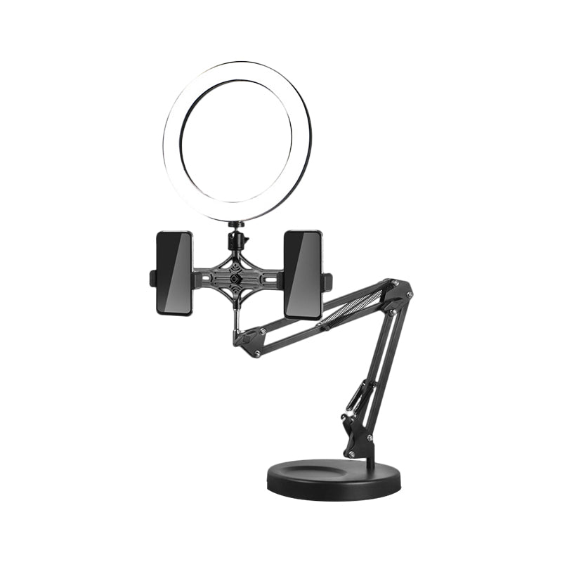 Lisslune | Circular Mirror Lamp Simplicity Black USB LED Fill Light with Adjustable Arm