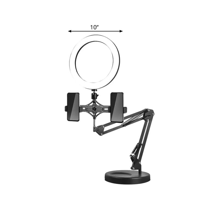 Lisslune | Circular Mirror Lamp Simplicity Black USB LED Fill Light with Adjustable Arm