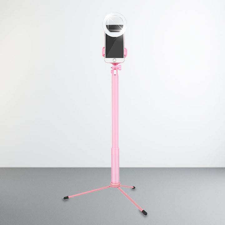Lisslune | Mobile phone holder LED filling lamp Modern style Pink mirror lighting with circular metal shade