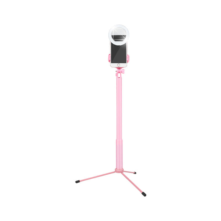 Lisslune | Mobile phone holder LED filling lamp Modern style Pink mirror lighting with circular metal shade