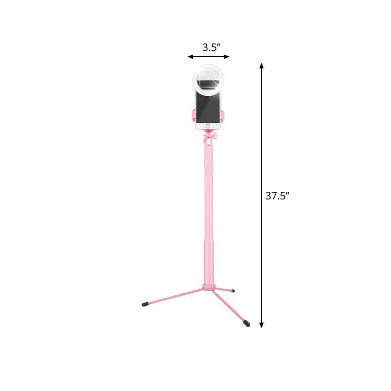 Lisslune | Mobile phone holder LED filling lamp Modern style Pink mirror lighting with circular metal shade