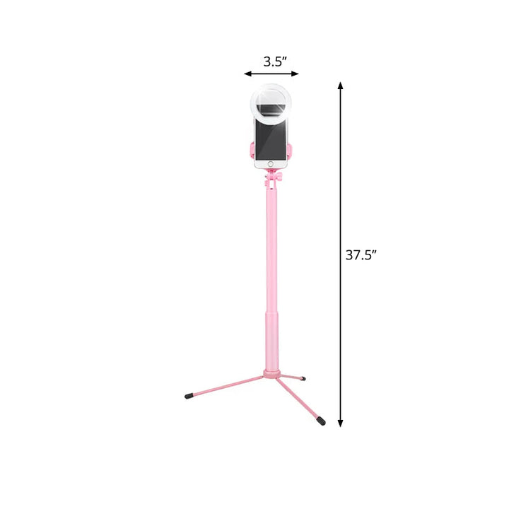 Lisslune | Mobile phone holder LED filling lamp Modern style Pink mirror lighting with circular metal shade