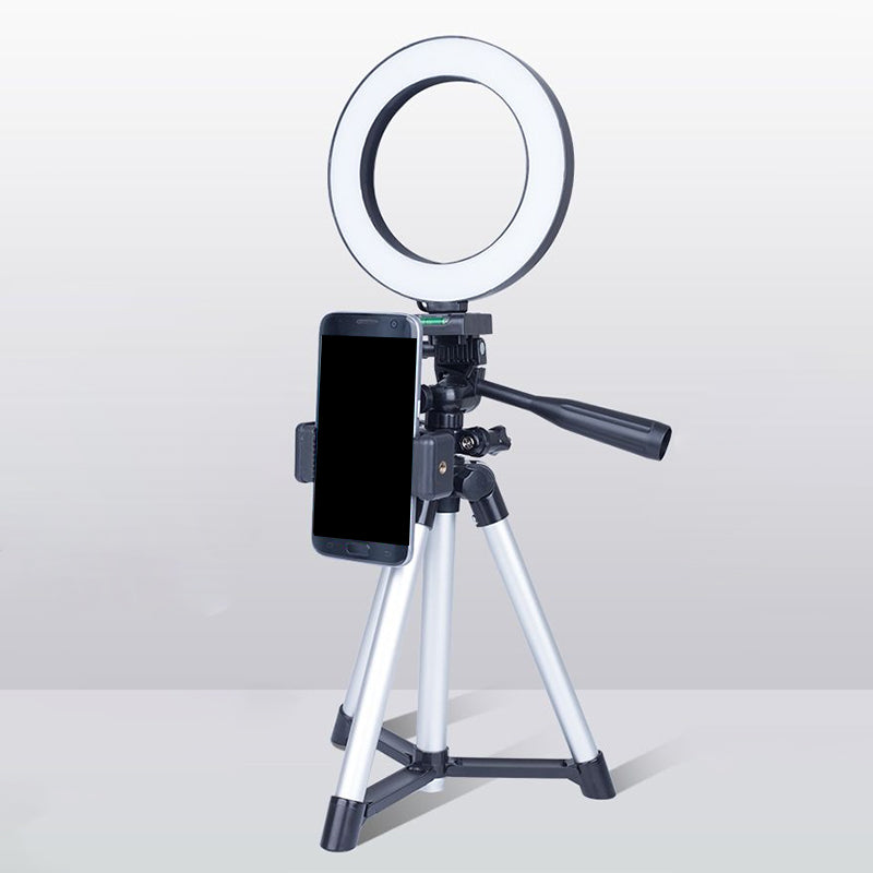 Lisslune | Ring-shaped metal fill lamp Minimal white adjustable LED makeup lighting with tripod stand