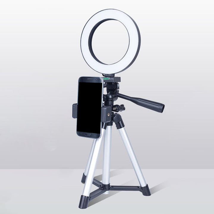 Lisslune | Ring-shaped metal fill lamp Minimal white adjustable LED makeup lighting with tripod stand