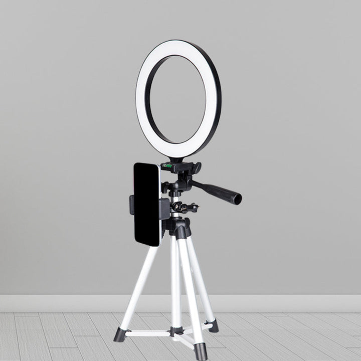 Lisslune | Ring-shaped metal fill lamp Minimal white adjustable LED makeup lighting with tripod stand
