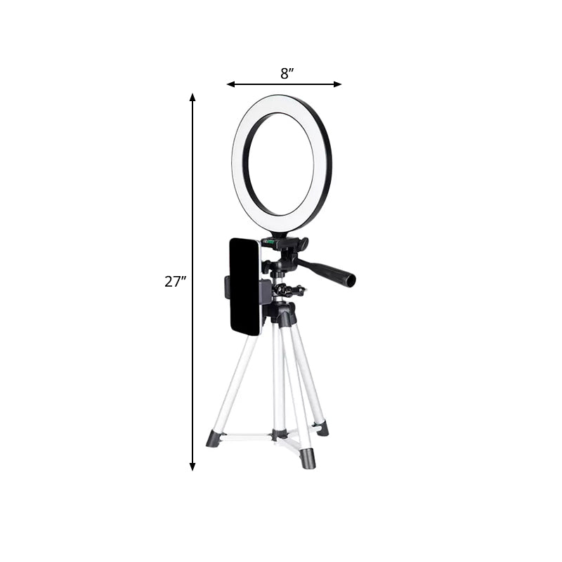 Lisslune | Ring-shaped metal fill lamp Minimal white adjustable LED makeup lighting with tripod stand