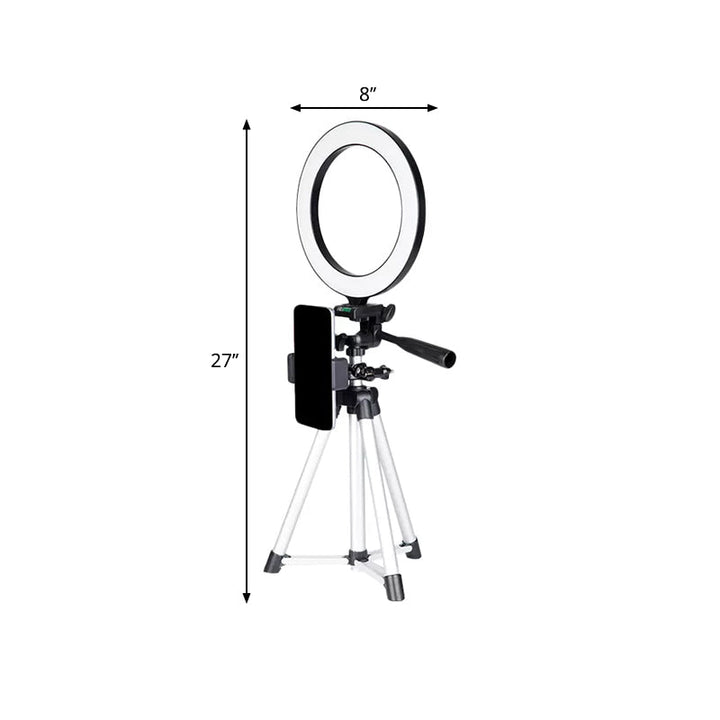 Lisslune | Ring-shaped metal fill lamp Minimal white adjustable LED makeup lighting with tripod stand
