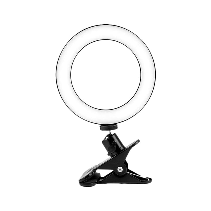 Lisslune | Black Round Shadow Mirror Lamp Minimalist Metal USB LED Fill Lamp with Tripod Stand