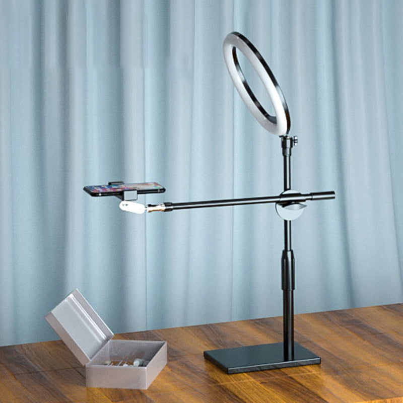 Lisslune | Round Shaped Iron Vanity Lighting Minimalist Black Finish LED Fill Light with Phone Holder Design