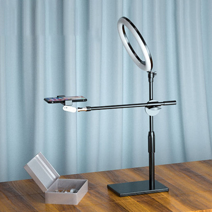 Lisslune | Round Shaped Iron Vanity Lighting Minimalist Black Finish LED Fill Light with Phone Holder Design