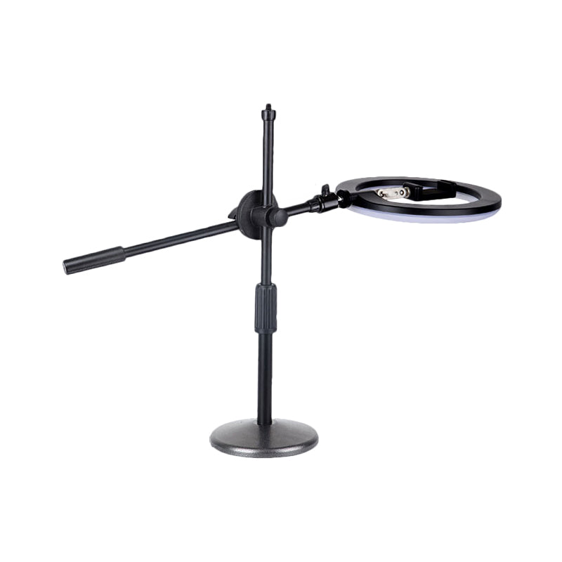 Lisslune | Round Shaped Iron Vanity Lighting Minimalist Black Finish LED Fill Light with Phone Holder Design