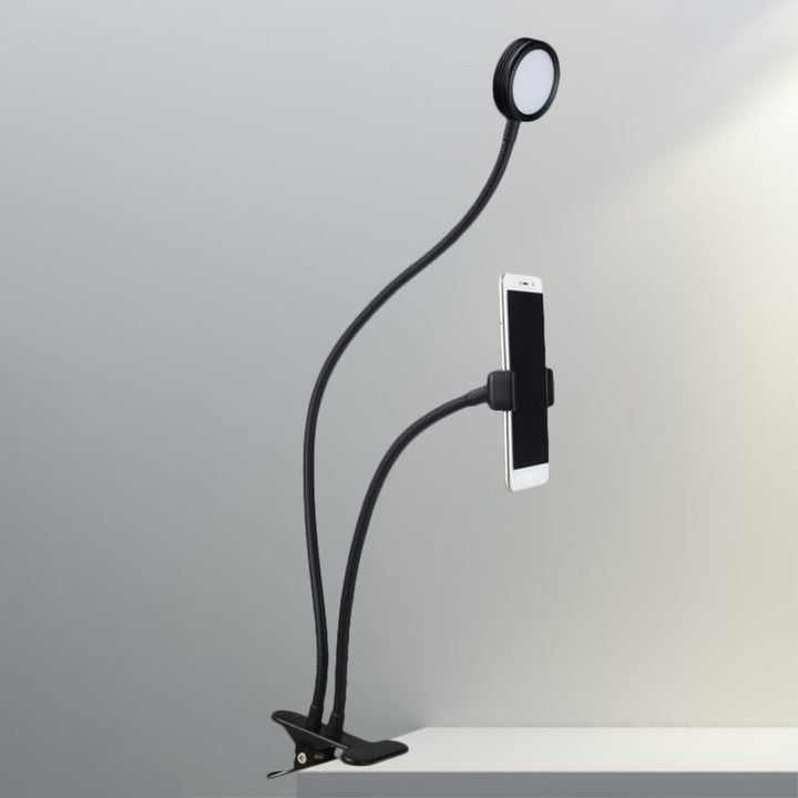 Lisslune | Round Fill Flush Lamp Contemporary Metal Black/White LED Flexible Sink Lighting with Clip Base