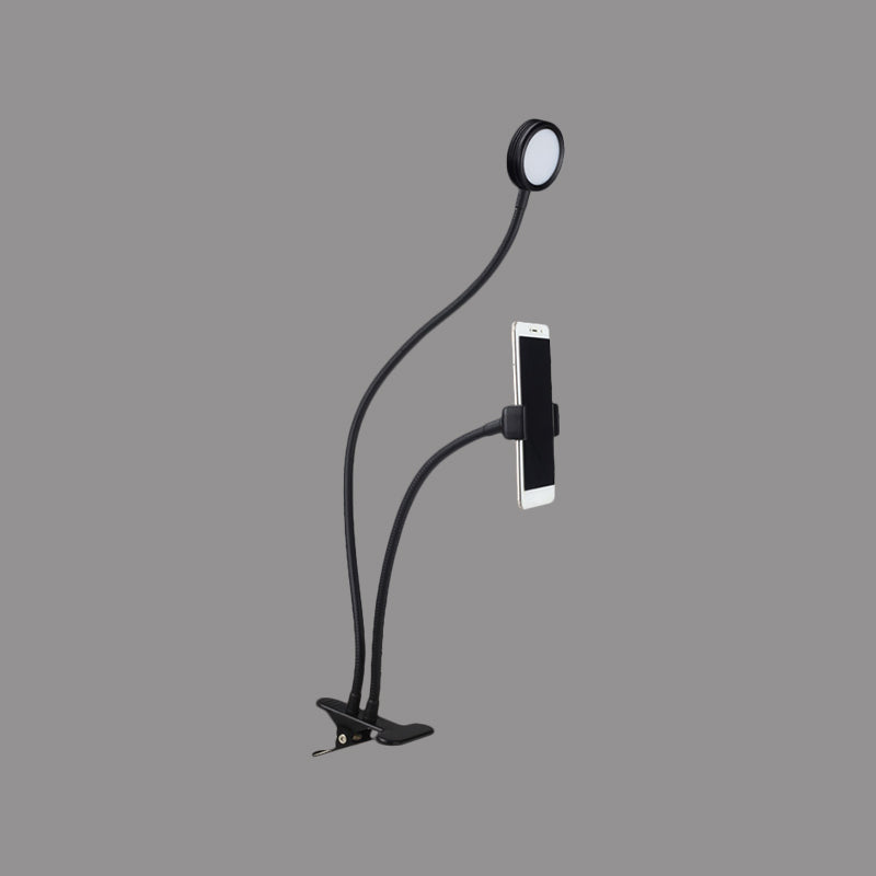 Lisslune | Round Fill Flush Lamp Contemporary Metal Black/White LED Flexible Sink Lighting with Clip Base