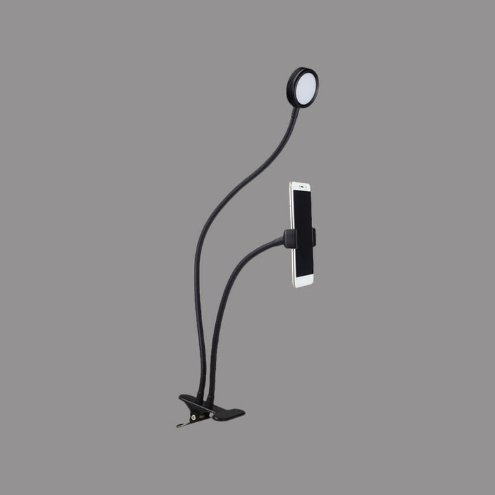 Lisslune | Round Fill Flush Lamp Contemporary Metal Black/White LED Flexible Sink Lighting with Clip Base