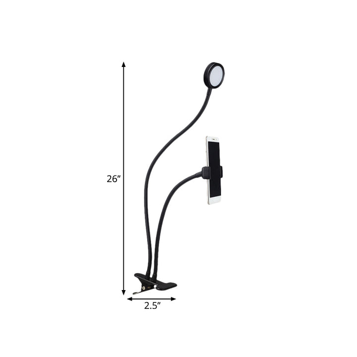 Lisslune | Round Fill Flush Lamp Contemporary Metal Black/White LED Flexible Sink Lighting with Clip Base