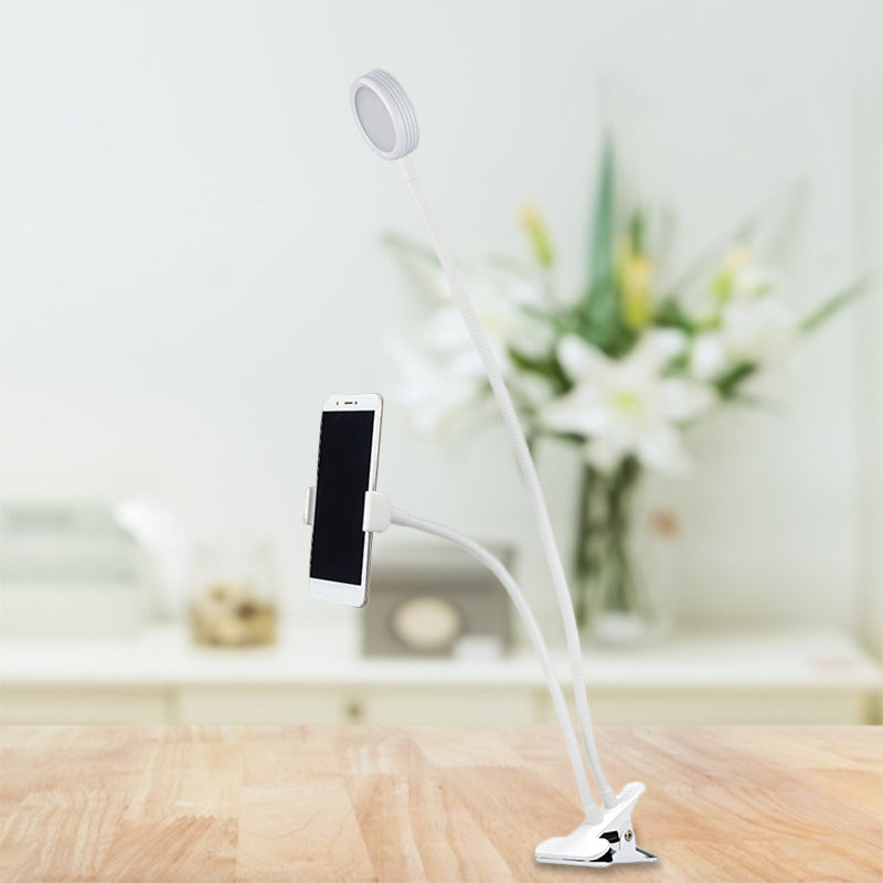 Lisslune | Round Fill Flush Lamp Contemporary Metal Black/White LED Flexible Sink Lighting with Clip Base