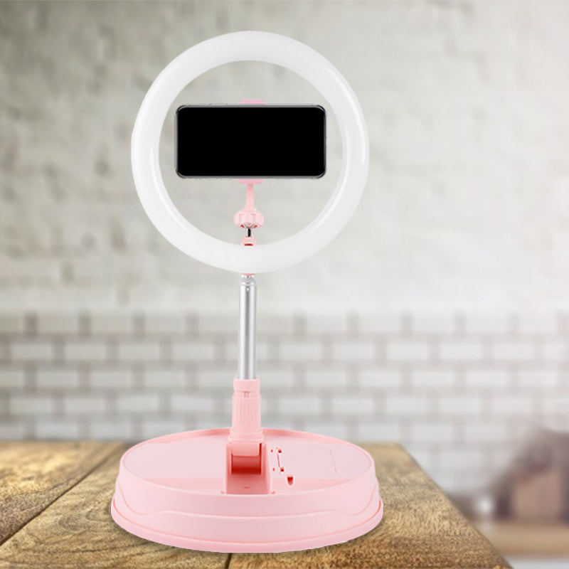 Lisslune | Metallic Round Makeup Lighting Modern Style USB LED Fill Flash Light in Pink
