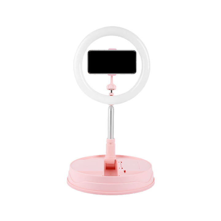 Lisslune | Metallic Round Makeup Lighting Modern Style USB LED Fill Flash Light in Pink