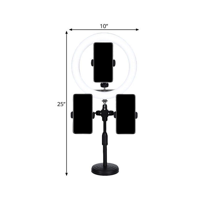 Lisslune | Minimal LED Mirror Lamp Black Version Round USB Fill Flash Light with Metallic Shade