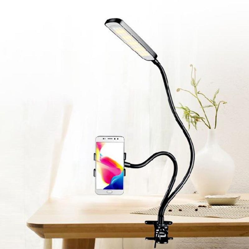 Lisslune | Metal Rectangle Makeup Lighting Minimalist Portable LED Fill Flush Light in Black with Flexible Arm