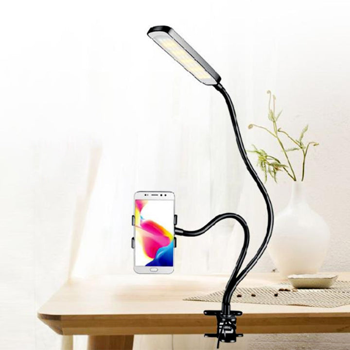 Lisslune | Metal Rectangle Makeup Lighting Minimalist Portable LED Fill Flush Light in Black with Flexible Arm