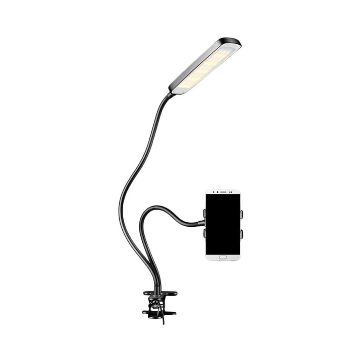 Lisslune | Metal Rectangle Makeup Lighting Minimalist Portable LED Fill Flush Light in Black with Flexible Arm