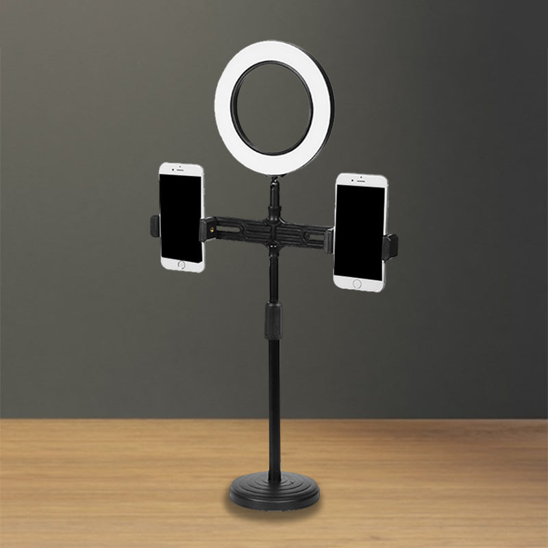 Lisslune | Metallic Circular Make-Up Lamp Modernist LED Fill Light in Black with USB Port