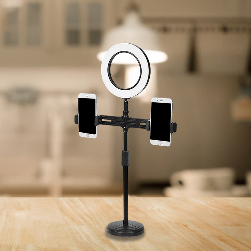 Lisslune | Metallic Circular Make-Up Lamp Modernist LED Fill Light in Black with USB Port