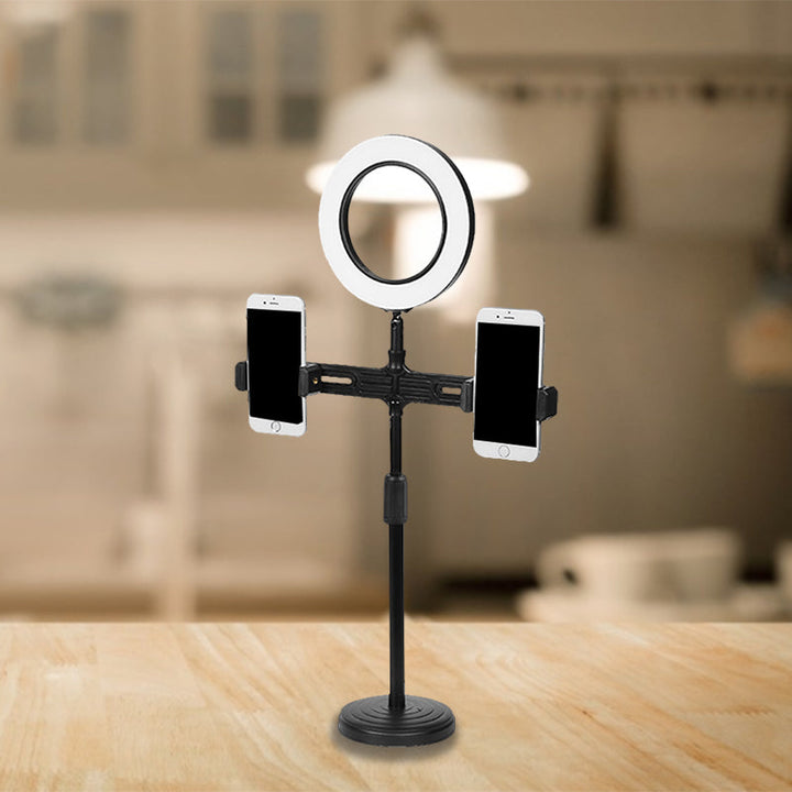 Lisslune | Metallic Circular Make-Up Lamp Modernist LED Fill Light in Black with USB Port