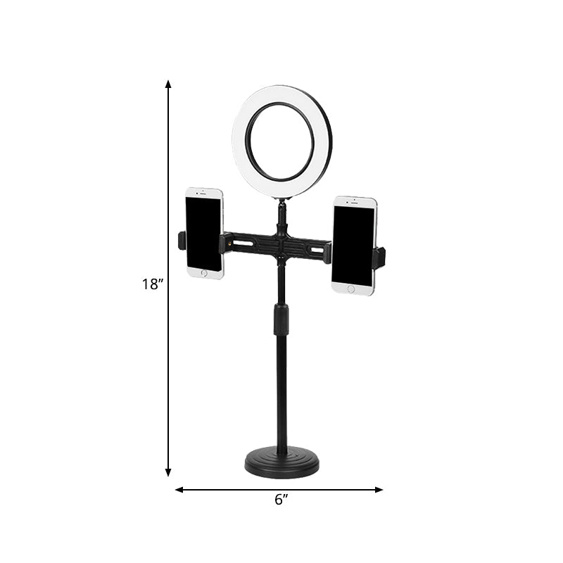 Lisslune | Metallic Circular Make-Up Lamp Modernist LED Fill Light in Black with USB Port