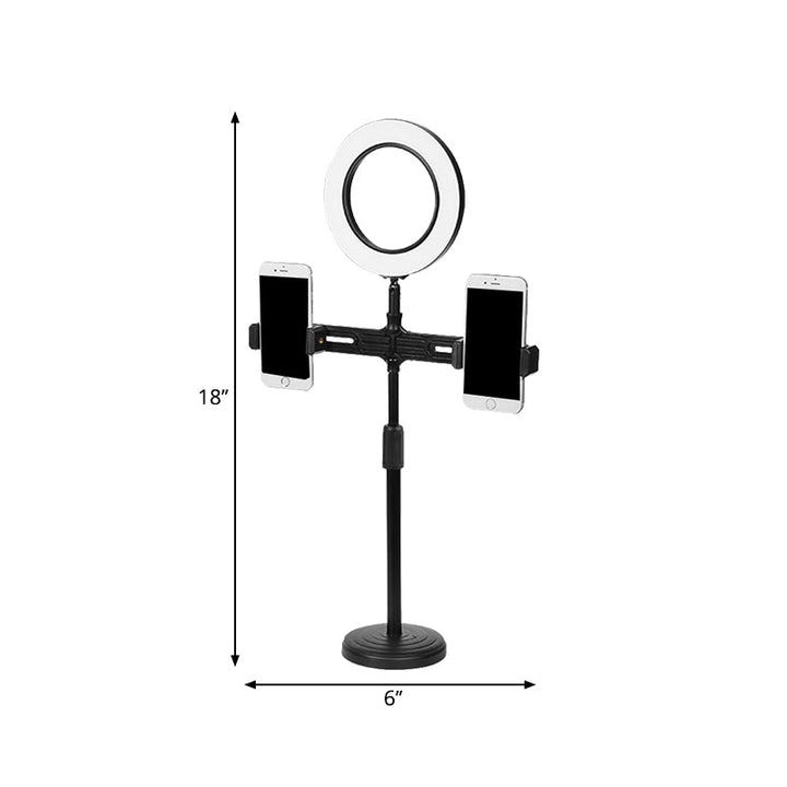 Lisslune | Metallic Circular Make-Up Lamp Modernist LED Fill Light in Black with USB Port
