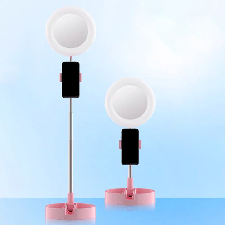 Lisslune | Minimal Ring LED Make-Up Lighting Metal Phone Holder USB Fill Flush Lamp in Black/White/Pink