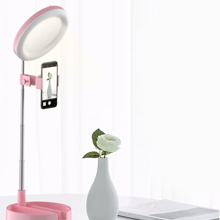 Lisslune | Minimal Ring LED Make-Up Lighting Metal Phone Holder USB Fill Flush Lamp in Black/White/Pink