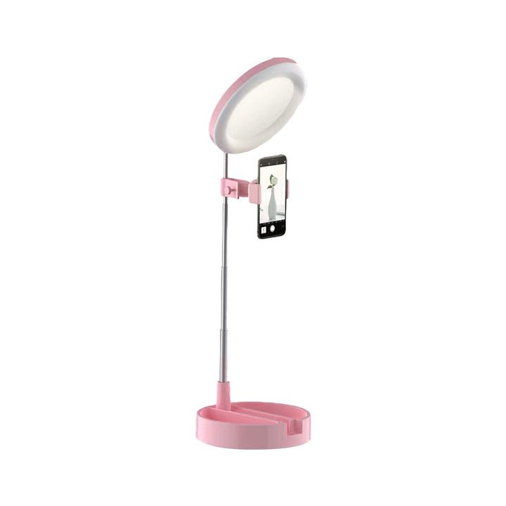 Lisslune | Minimal Ring LED Make-Up Lighting Metal Phone Holder USB Fill Flush Lamp in Black/White/Pink