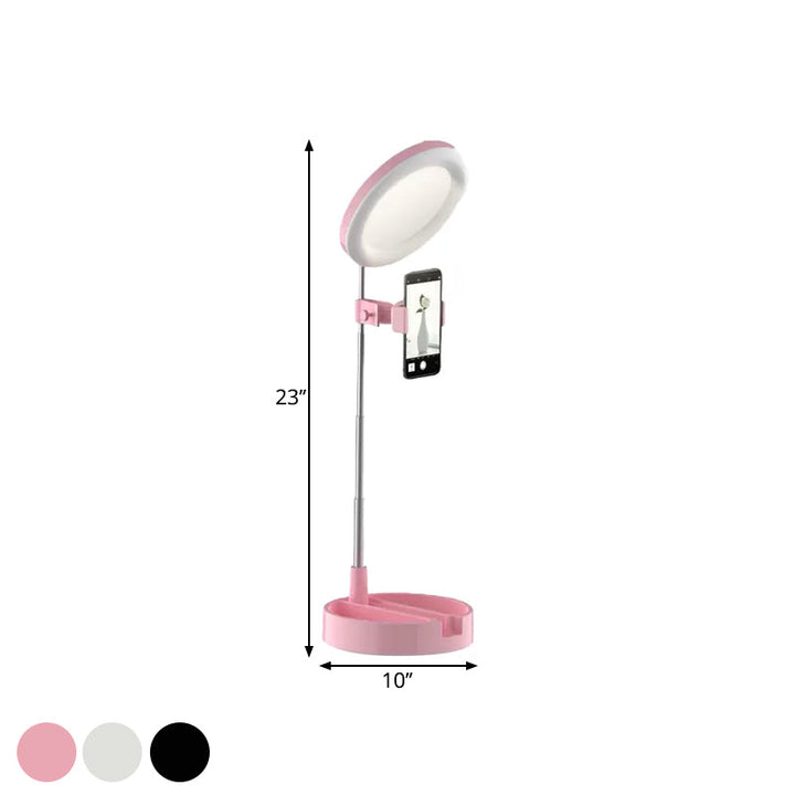 Lisslune | Minimal Ring LED Make-Up Lighting Metal Phone Holder USB Fill Flush Lamp in Black/White/Pink