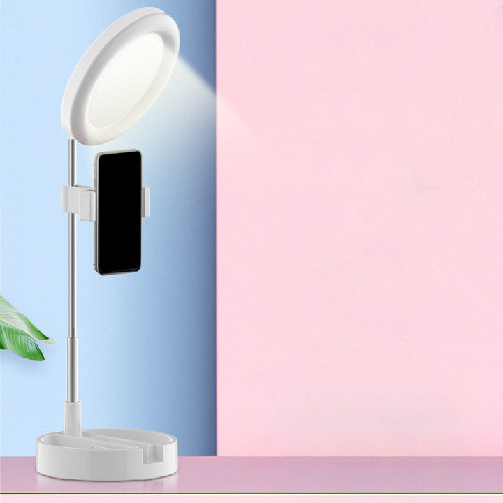 Lisslune | Minimal Ring LED Make-Up Lighting Metal Phone Holder USB Fill Flush Lamp in Black/White/Pink