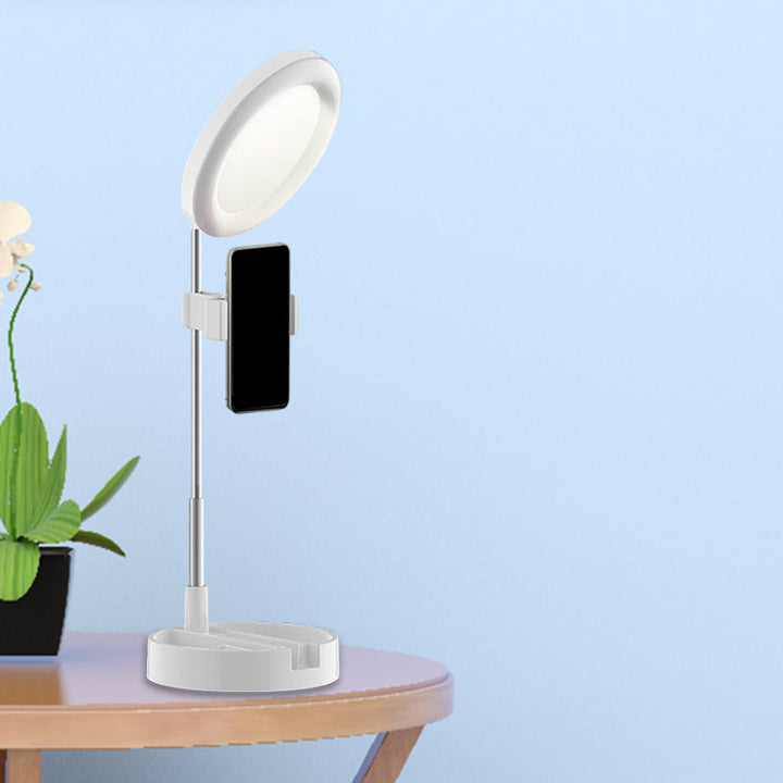 Lisslune | Minimal Ring LED Make-Up Lighting Metal Phone Holder USB Fill Flush Lamp in Black/White/Pink